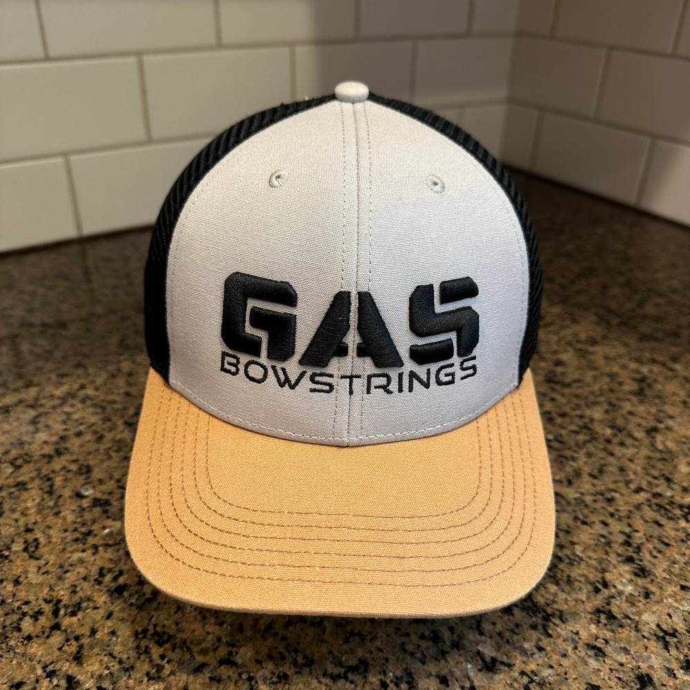 GAS BOWSTRINGS Legacy Trucker Hat Adjustable Snapback Gray Black Tan